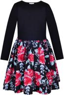 👗 adorable bonny billy girl's long sleeve solid top and red floral skirt dress: charming attire for a fashion-forward look logo