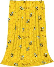 img 3 attached to Cute Bee Yellow Soft Throw Blanket: 40x50 inch Flannel Fleece for Couch, Bed, Sofa - Perfect for Kids & Adults, Travelling, Camping