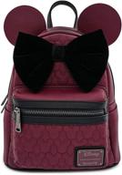 loungefly minnie maroon quilted backpack logo