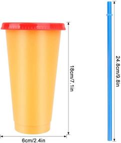 img 2 attached to 🥤 Large 24oz Reusable Color Changing Cups With Lids and Straws | Unbreakable BPA Free Plastic Tumblers | Bulk Smoothie and Party Cups for Adults and Kids | 5 Pack