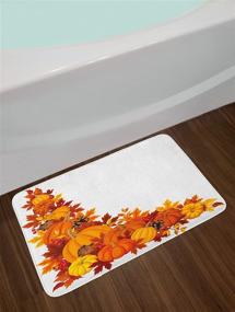 img 1 attached to 🎃 Lunarable Pumpkin Bath Mat - Autumn Leaves and Fruits on Fall Season Arrangement, Plush Bathroom Decor Mat with Non Slip Backing, 29.5" X 17.5", Orange