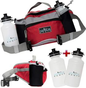 img 4 attached to Genius Earth Travel/Hiking Fanny Pack with Water Bottle Holder: Waterproof Waist Bag & Lumbar Pouch for Women, Men, Kids - Set of 2 Bottles Included! Ideal for Dog Walking