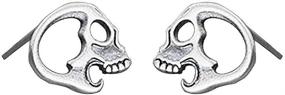 img 4 attached to Vintage Skull Stud Sterling Silver Earrings Hypoallergenic | Retro Halloween Jewelry for Women, Girls, Men | Personalized Unisex Studs for Sensitive Ears | Perfect Gift Idea