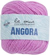 🧶 premium light-dk pink yarn: 5 ball la mia angora wool, 8.8 oz total - soft, high quality, 15% angora logo