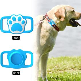 img 3 attached to Wustentre Protective Case for Apple AirTags - Compatible with Dog Cat Collar Pet Loop Holder, AirTag Holder Accessories with Screen Protectors - Blue Silicone Cover for Pet Collar