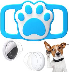 img 4 attached to Wustentre Protective Case for Apple AirTags - Compatible with Dog Cat Collar Pet Loop Holder, AirTag Holder Accessories with Screen Protectors - Blue Silicone Cover for Pet Collar