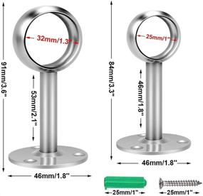 img 3 attached to Yotako Curtain Rod Ceiling Mount Bracket, Stainless Steel Wardrobe Pole Holder, Closet Pole End 🔩 Supports Socket, 2PCS 25mm/1'' and 2PCS 32mm/1.25'' Closet Lever Support with Anchor Screw Kit (4 PCS)