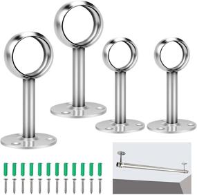 img 4 attached to Yotako Curtain Rod Ceiling Mount Bracket, Stainless Steel Wardrobe Pole Holder, Closet Pole End 🔩 Supports Socket, 2PCS 25mm/1'' and 2PCS 32mm/1.25'' Closet Lever Support with Anchor Screw Kit (4 PCS)