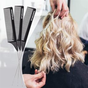 img 1 attached to 🔥 Premium Hair Combs for Women: Goodofferplace 3-in-1 Rattail Comb, Pintail Comb, Parting Comb & Teasing Comb