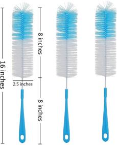 img 3 attached to 🧴 Long Bottle Cleaning Brush Pack - Ideal for Narrow Neck Beer, Wine, Hydroflask, Thermos, S’Well, Pitcher, Brewing Bottles - 16 Inches