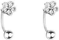 dazzling 925 sterling silver daisy flower earrings: half hoop, cuff, crystal studs set for women, girls, teens; perfect cartilage, helix piercing jewelry logo