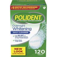 🌟 polident overnight whitening: antibacterial denture cleanser effervescent tablets (120 count) for brighter, cleaner dentures logo