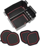 🚗 auovo cup holder inserts coasters center console organizer tray for 2018-2022 wrangler jl jlu & 2020-2022 gladiator jt accessories - truck interior decoration with red trim logo