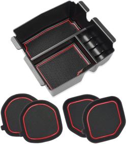img 4 attached to 🚗 Auovo Cup Holder Inserts Coasters Center Console Organizer Tray for 2018-2022 Wrangler JL JLU & 2020-2022 Gladiator JT Accessories - Truck Interior Decoration with Red Trim