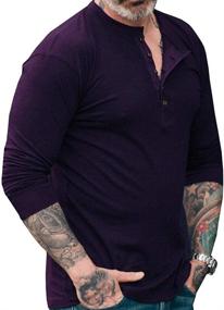 img 1 attached to Ebifin Sleeve Cotton Henley Workout Men's Clothing in Shirts