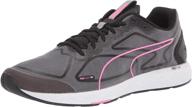 puma women's speed running shoes in black with luminous highlights logo