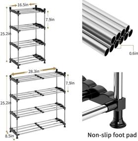 img 3 attached to DUSASA 4-Tier Expandable Shoe Rack Organizer: Versatile, Adjustable, Stackable Metal Iron Shoe Shelf for Your Closet or Entryway