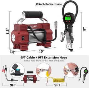 img 3 attached to 🚗 Двойной цилиндр насоса для накачивания шин INCLAKE - Цифровой манометр с блокировкой спускового крючка - 12V цифровой компрессор + светодиодные фонари и шланг длиной 9 футов - 120 PSI для внедорожных грузовиков, внедорожников и велосипедов