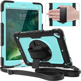 img 4 attached to 📱 Timecity iPad 6th/5th Generation Case, 9.7 Inch 2018/2017 Protective Case with Rotating Stand/Strap - Full-Body Silicone+PC Case Replacement for iPad 5th/6th Gen/Air 2/ Pro 9.7 - SkyBlue