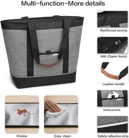 img 2 attached to 🛍️ Large Insulated Cooler Bag Gray: Keep Food Hot or Cold with Thermal Foam Insulation - Perfect for Grocery Shopping, Food Delivery, Travel, Picnics, and More!