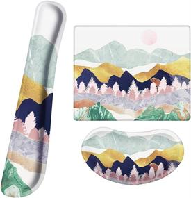 img 4 attached to 🏔️ iLeadon Keyboard Wrist Rest + Mouse Pad + Mouse Wrist Rest Support Set, Memory Foam for Easy Typing Pain Relief, 3-Piece Keyboard Mouse Pad Set for Computer, Laptop, Home & Office - Abstract Mountains