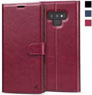 kilino galaxy note 9 wallet case [s-pen fully compatible] [rfid blocking] [pu leather] [shock-absorbent bumper] [soft tpu] [card slots] [kickstand] flip folio cover for samsung galaxy note9 (burgundy) logo