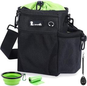 img 4 attached to 🐶 Pecute Dog Training Pouch, Hands-Free Treat Bag with Shoulder Strap and Waist Belt, Metal Clip and Foldable Bowl, Built-in Poop Bag Dispenser, 3 Easy Ways to Wear – Ideal for Training and Walking