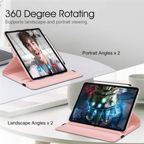 img 1 attached to 🌹 Fintie Rose Gold iPad Pro 11 inch Case: 360° Rotating Stand, Pencil Holder, Auto Sleep/Wake, 2021 & 2020 Generations