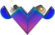 colorful heart shaped lighter: usb, butane & hybrid gas lighter with windproof feature, perfect for indoor & outdoor gifting logo