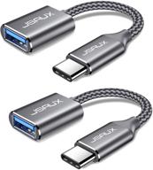 jsaux адаптер usb type c к usb [2 шт.], usb-c мужской к usb 3.0 женский кабель otg для macbook pro/air 2019 2018 2017, samsung galaxy s20 s20+ ultra note 10 s9 s8 - совместим с thunderbolt3 логотип