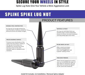 img 2 attached to 20-Piece Black Spiked Solid Metal Lug Nut Set for Wheels - M12x1.5 Thread, 4.4 Inch Tall, Closed End Bulge Acorn Spike Design - Includes Long Socket Key