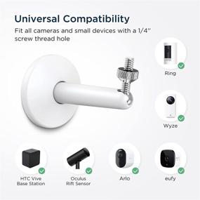 img 3 attached to 📷 Universal Stylish Metal Wall Mount Bracket for Ring, eufy, Wyze, Arlo Cameras and VR Rift Sensor: Enhance Security with KIWI design (White, 1 Pack)