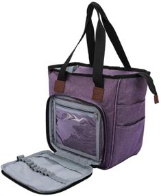 img 4 attached to 🧵 Organize and Secure Your Sewing and Crochet Supplies with the Portable Purple Storage Bag: Needles Carrying Home Organizer, Crochet Hooks, Sewing Supplies, Anti Lost, Oxford Cloth Handheld Yarn Holder, Yarn Dustproof, Space Saving Knitting Tote
