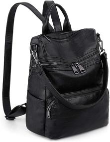 img 4 attached to 🎒 Luxurious and Spacious UTO Women's Backpack Purse - Chic PU Washed Leather Rucksack Shoulder Bag (Ver2 606)