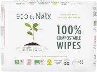 eco by naty unscented baby wipes - 168 count (3 packs of 56): plant-based, compostable, 0% plastic, chemical-free logo
