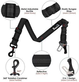 img 2 attached to 🐶 Enhanced AUTOWT 2 in 1 Latch Bar Attachment Dog Seat Belt | Metal Buckle | Elastic Bungee & Reflective Nylon | Connects to Dog Harness for Optimal Pet Safety