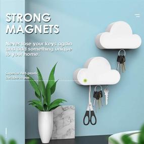 img 3 attached to 🔑 Dadanism Magnetic Wall Key Holder - [2 Packs] Novelty Adhesive Magnetic Key Hanger Organizer, Safely Secure Keychains and Loose Keys in Place - White