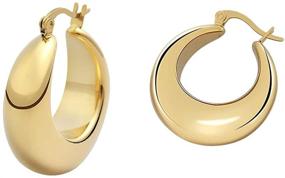 img 2 attached to 🌟 Bold and Chic: Edforce Stainless Steel Chunky Large Thick Rounded Tube Hoop Earrings