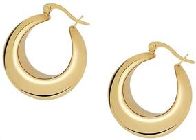 img 3 attached to 🌟 Bold and Chic: Edforce Stainless Steel Chunky Large Thick Rounded Tube Hoop Earrings