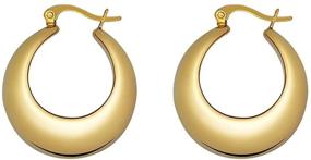 img 1 attached to 🌟 Bold and Chic: Edforce Stainless Steel Chunky Large Thick Rounded Tube Hoop Earrings