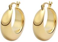 🌟 bold and chic: edforce stainless steel chunky large thick rounded tube hoop earrings logo