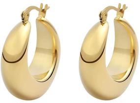 img 4 attached to 🌟 Bold and Chic: Edforce Stainless Steel Chunky Large Thick Rounded Tube Hoop Earrings