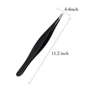 img 3 attached to 🔍 6-Piece Black Stainless Steel Pointed Tweezers Set for Ingrown Hair Removal, Precision Needle Point Tip for Nose, Facial Hair, Eyebrows, and Blackhead Removal