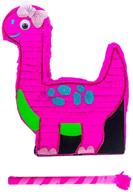 dinosaur pink pinata: traditional mexican fiesta trex party decoration for girls - complete with stick buster and dino animal themed supplies (16x12.5x3.1) logo