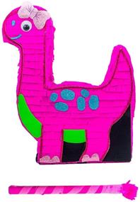 img 4 attached to Dinosaur Pink Pinata: Traditional Mexican Fiesta TRex Party Decoration for Girls - Complete with Stick Buster and Dino Animal Themed Supplies (16x12.5x3.1)