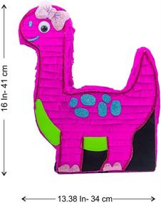 img 3 attached to Dinosaur Pink Pinata: Traditional Mexican Fiesta TRex Party Decoration for Girls - Complete with Stick Buster and Dino Animal Themed Supplies (16x12.5x3.1)