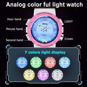 img 3 attached to 🕘 Waterproof Analog Sports Watch for Kids – Colorful Lights, Time Teaching Boys Wristwatch, Learning Timepiece for Children Ages 11-15