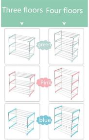 img 1 attached to 👠 Diligencer Stackable Shoe Rack: Sturdy Plastic & Stainless Steel, Over Door Closets Organizer for Home Wall Entryway - Ideal for Women, Men, and Kids - Available in Pink, Green, or Blue