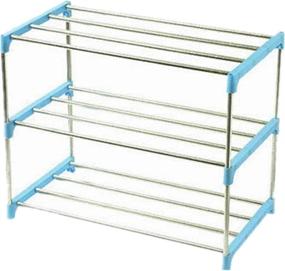 img 3 attached to 👠 Diligencer Stackable Shoe Rack: Sturdy Plastic & Stainless Steel, Over Door Closets Organizer for Home Wall Entryway - Ideal for Women, Men, and Kids - Available in Pink, Green, or Blue