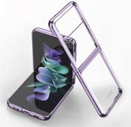 💎 dootoo luxury transparent plating pc crystal cover for samsung galaxy z flip 3: anti-scratch shookproof protection case in clear-purple logo